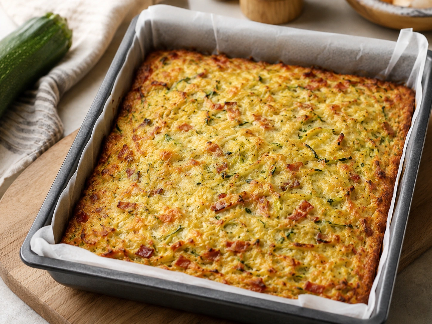 Golden baked zucchini slice fresh from the oven